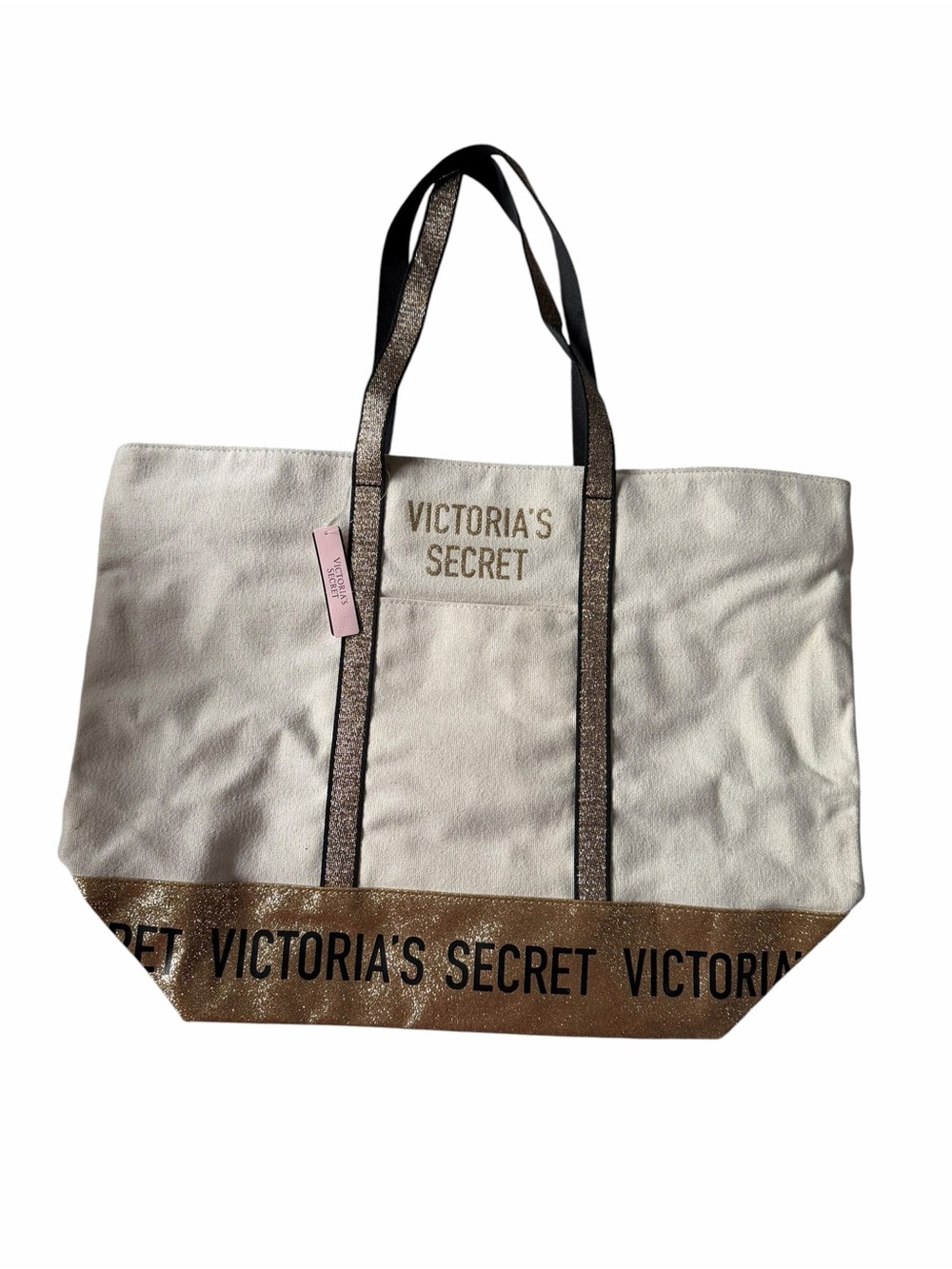 🌟Victoria's Secret 🔥NWT White Tote with Gold Trim